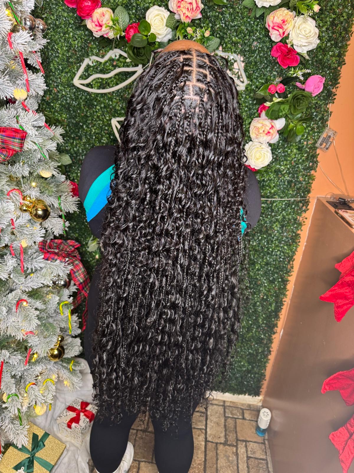 Long boho braids on display at Braids by estal